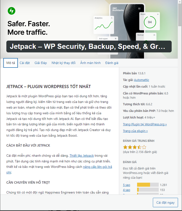 Jetpack – WP Security, Backup, Speed, & Growth: Giải Pháp Toàn Diện Cho Website WordPress 2024